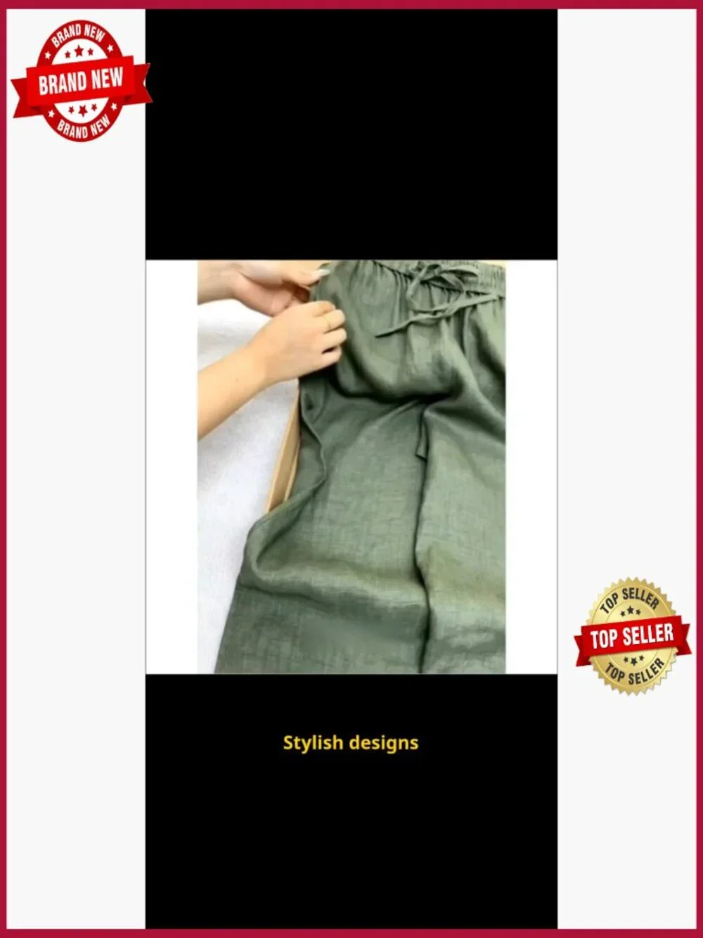 Two Piece Lounge Set: Button Cardigan & Wide Leg Pants, Polyester Cotton, Casual - Picture 6 of 6